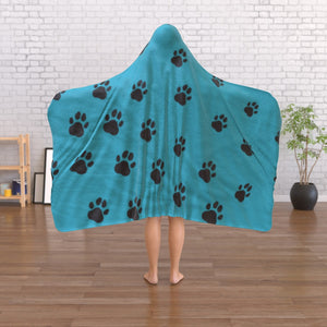 Paws Ocean Hooded Polar Fleece Blanket