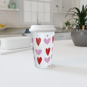 Love Heart Ceramic Travel Mug